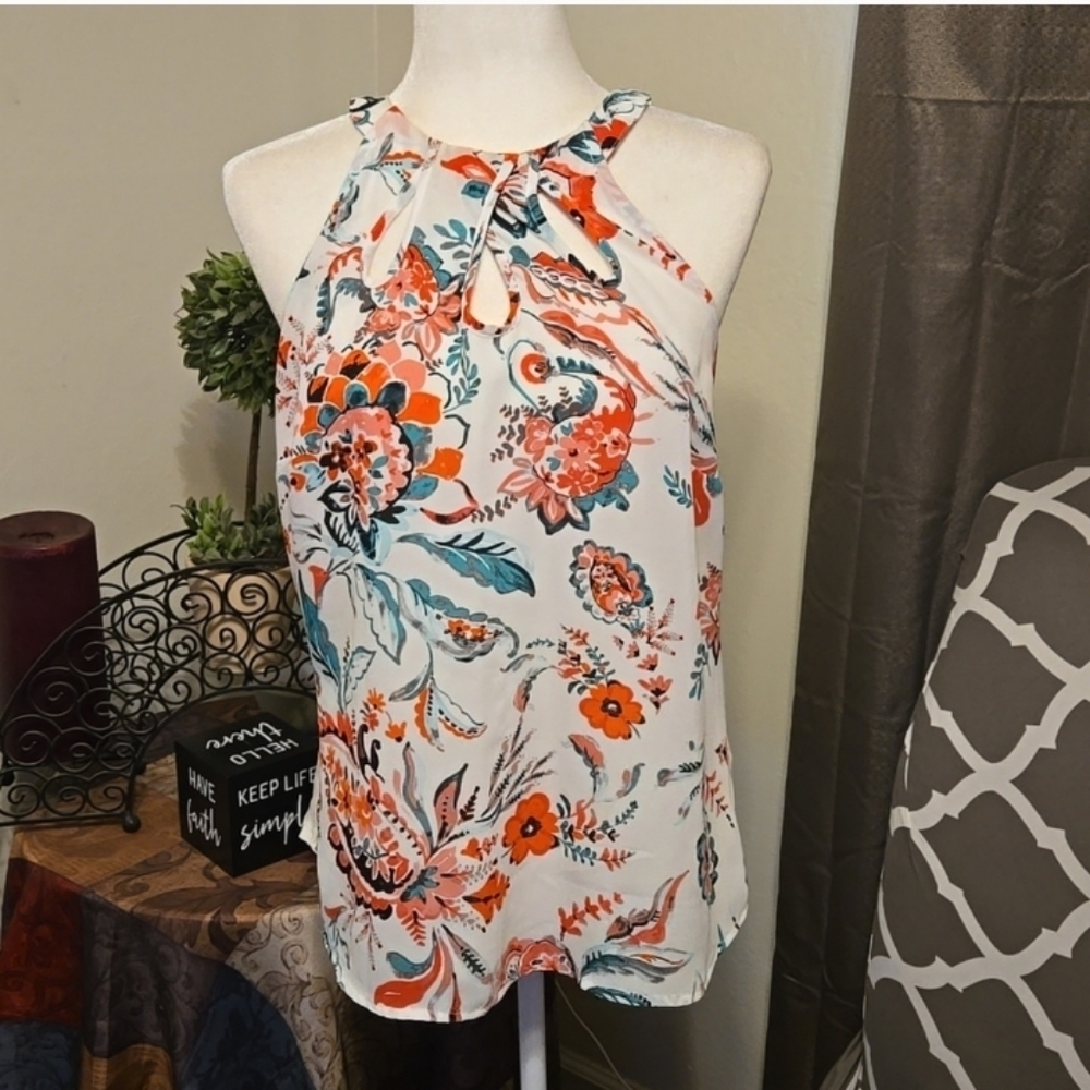 7th Avenue Design Studio Multicolor Floral Top Size Medium - Picture 3 of 7